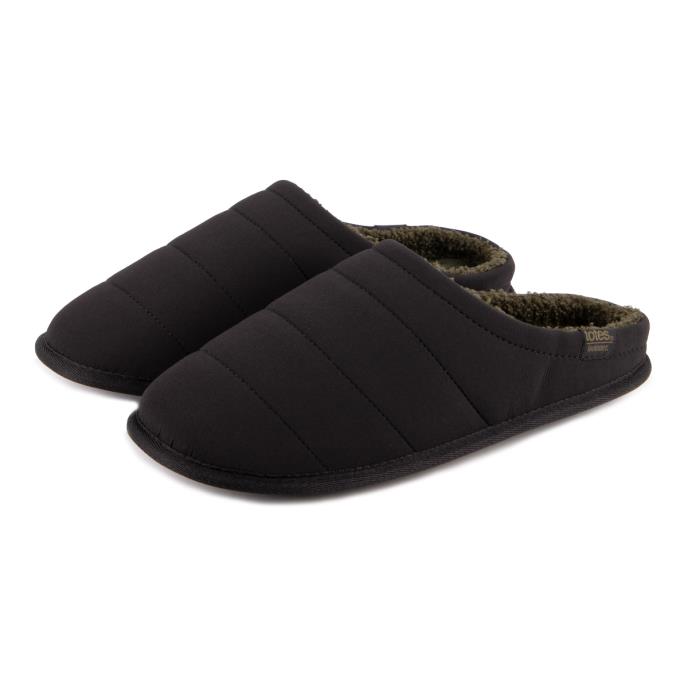 Isotoner® Mens Sport Quilted Mule Slipper With Cosy Lining Black Extra Image 1